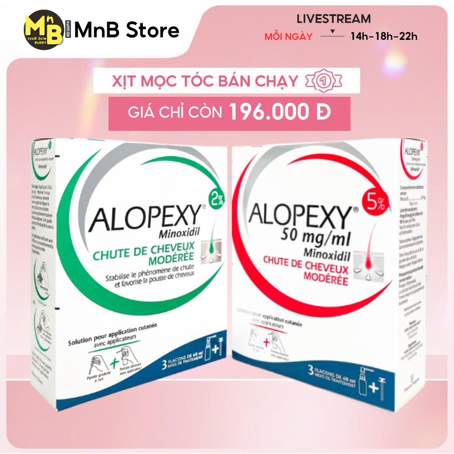  Serum Hỗ Trợ Mọc Tóc Alopexy Minoxidil 2% 5% chính hãng Pháp - Alopexyl 2% 5% Ngăn Rụng Hói Và Mọc Tóc Mày 
