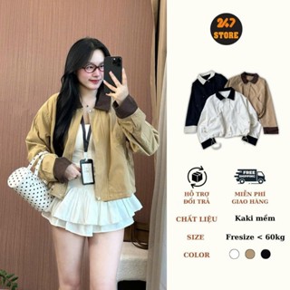  Áo Khoác Kaki 2 Lớp Phối Cổ Màu Unisex 247store Áo Khoác Nam Nữ Đi Học Đi Làm Form Đẹp Dễ Phối Đồ Aokhoackaki257 