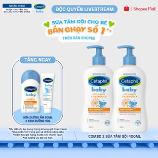 [LIVE] Combo 2 Sữa tắm gội dịu lành Cetaphil Baby Wash & Shampoo with Organic Calendula 400ml/chai