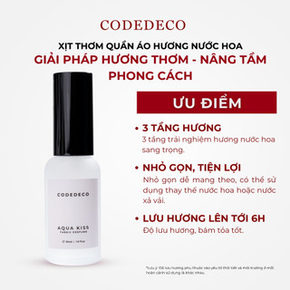 Xịt thơm hương nước hoa CODEDECO Aqua Kiss 30ml Nam tính, Mát mẻ lưu hương trên quần áo lên tới 6h