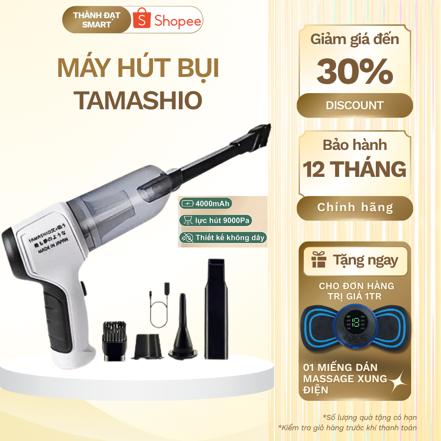 Máy Hút Bụi Cầm Tay Tamashio - Hút Bụi Giường Nệm - Nhỏ Gọn - Tiện Lợi - Bảo Hành 12 Tháng
