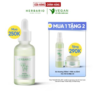 [MUA 1 TẶNG 2] Serum rau má & diếp cá Herbario 30ml TẶNG Xịt khoáng rau má & diếp cá 100mk +Mặt nạ rau má & diếp cá 30ml