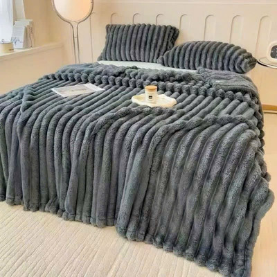 Chăn mùa hè lông thỏ bodecor 2mx2m2 cao cấp, mềm mịn vân sóng nước phong cách hàn quốc, kháng khuẩn tiện dụng