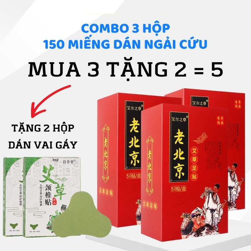 [MUA 3 TẶNG 2] Combo 3 Hộp Dán Ngải Cứu Thải Độc Chân Lão Bắc Kinh Giúp Ngủ Ngon, Thải Độc Cơ Thể, Giảm Nhức Mỏi Tê Ch