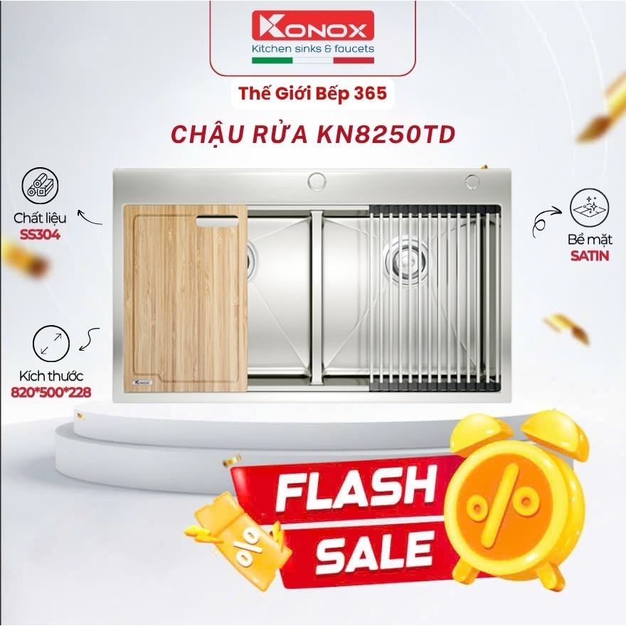 Chậu Rửa Bát Konox Workstation – Topmount Sink KN8250TD Dày Dặn, Chống Xước, Bền Đẹp