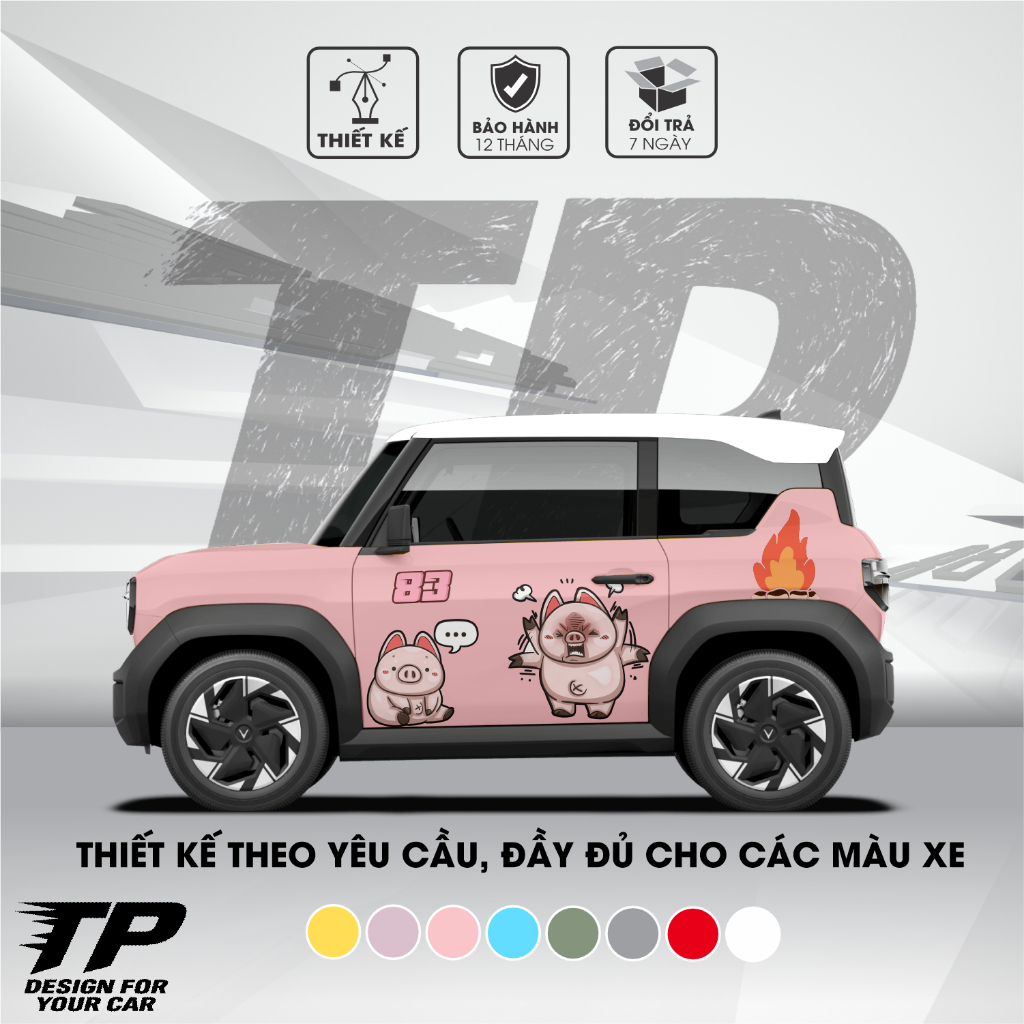 Tem xe vf3 - Mẫu decal dán xe oto cute - 2 bên sườn
