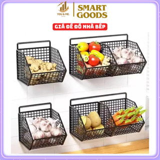 GIá để đồ nhà bếp, kệ đựng gia vị hành tỏi 3 ngăn tặng kèm miếng dính tường siêu chắc chắn