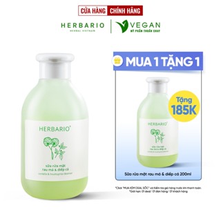 Sữa rửa mặt Rau má & Diếp cá herbario 200ml sạch mụn thuần chay