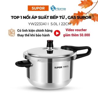 Nồi áp suất bếp gas từ inox 304 Supor dày 5 lớp 5.2L -22cm hàng chính hãng bảo hành 12 tháng sử dụng mọi loại bếp 