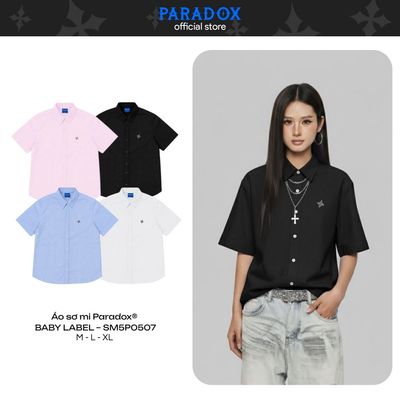 Áo sơ mi tay ngắn BABY LABEL SHIRT Cotton Oxford PARADOX SM5P0507