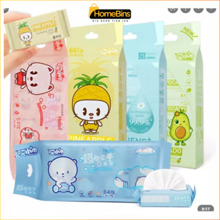  Khăn giấy ướt mini tiện lợi Túi 8 gói nhỏ siêu tiện lợi 