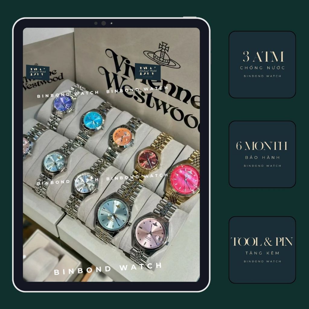 Đồng Hồ Thời Trang Nữ Vivienne West Mặt Hồng Dây Thép Size 28mm, Đồng Hồ Nữ Chống Nước Fullbox Bảo Hành 12 Tháng
