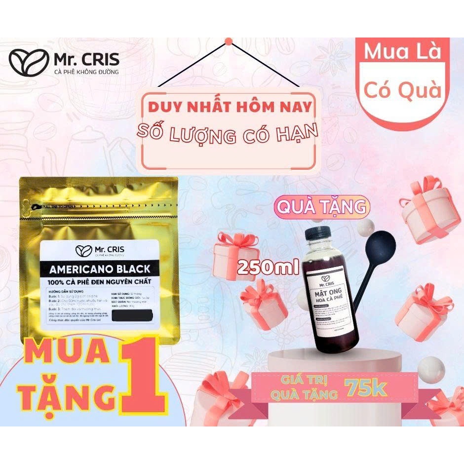 [MUA 1 TẶNG 1 MẬT ONG 250ML] Cà phê sấy lạnh hòa tan 80gram MrCris Americano Black