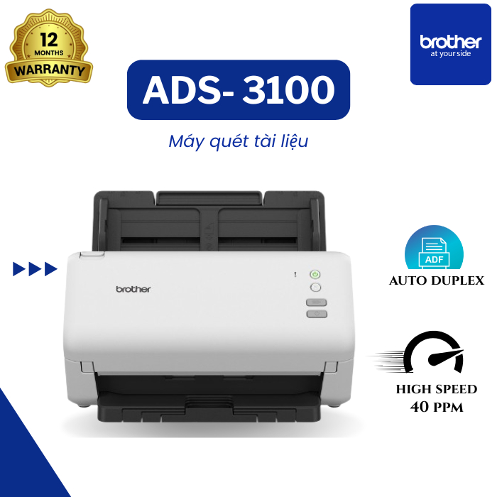 Máy Quét Tài Liệu - Scan Brother ADS-3100 (Scan đảo mặt| A4| A5 USB)