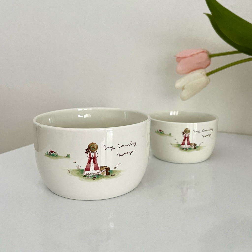 | Gốm Nhật 2hand | Thố cô gái country memory ivory house