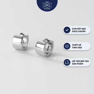 Khuyên tai bạc 925 tròn dày bản 5mm bông nữ kẹp sát vành S925 HOOP QA Silver Earrings EA220805