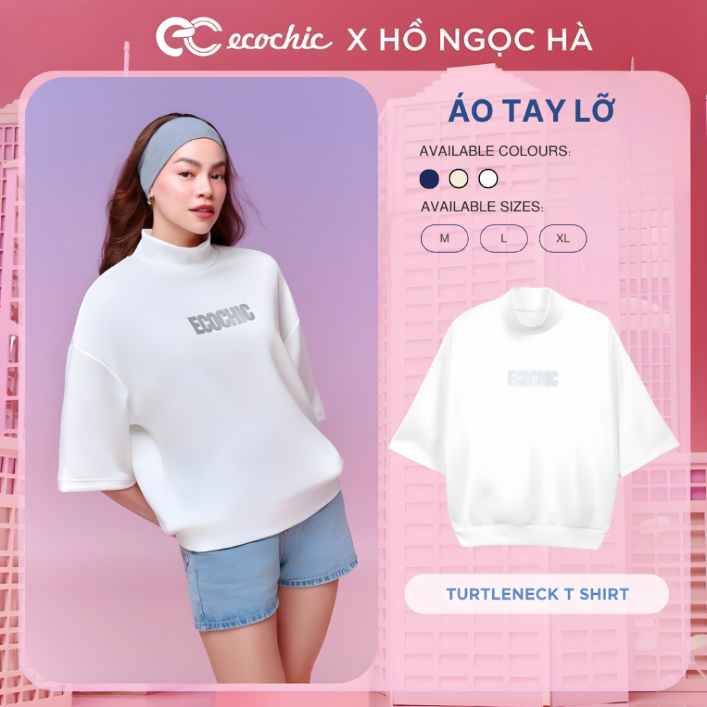 (SALE TRI ÂN) Áo Tay Lỡ ECOCHIC TURTLENECK TSHIRT TIMELESS ESSENTIALS Chất Liệu Ecozy Cao Cấp Unisex