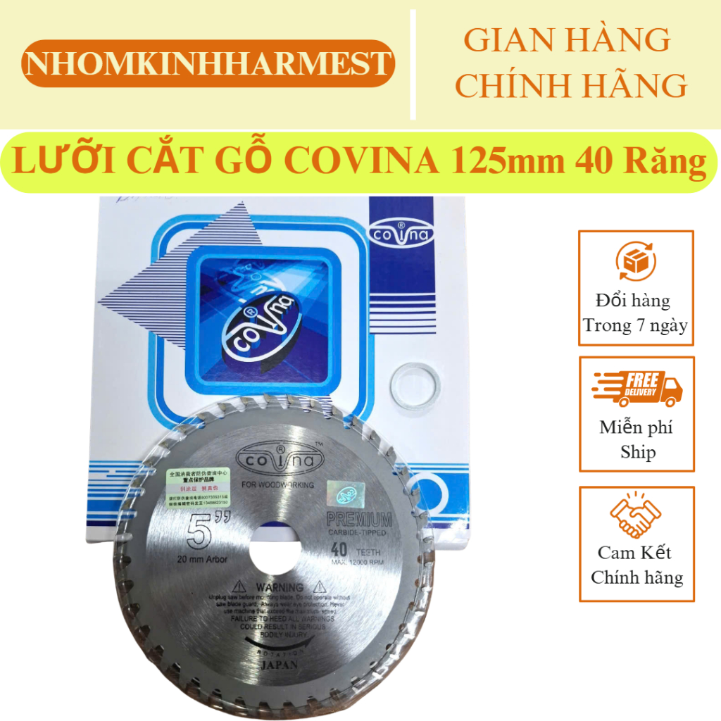 Lưỡi Cưa Gỗ COVINA 5'' - 125mm 40 Răng Loại Tốt