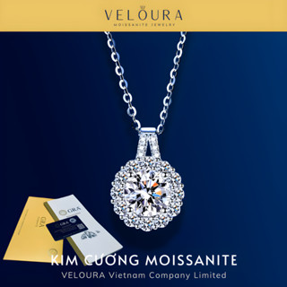 Dây Chuyền Nữ Kim Cương Moissanite 2 Carat - Dáng Hoa Mặt Trời, Chính Hãng VELOURA | GRA VJDC029