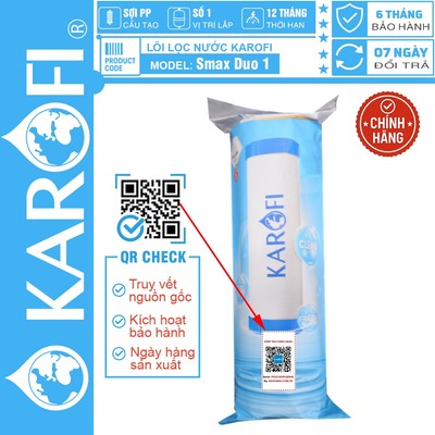 [CHÍNH HÃNG 100%] Lõi lọc nước Karofi Số 1 - Lõi lọc Smax Duo 1 Vi lọc, CÓ TEM KÍCH HOẠT BẢO HÀNH CHÍNH HÃNG