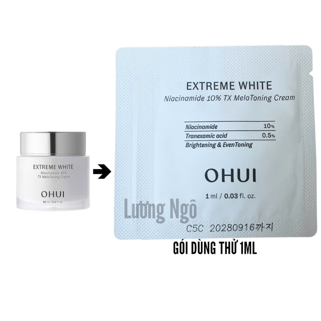 Combo Gói KEM dưỡng trắng Ohui Extreme White dưỡng trắng truyên sâu và hỗ trợ mờ thâm nám