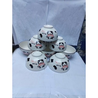 Combo 10 cái 5 cái chén sứ ăn cơm họa tiêt bò, heo, gà kích thước 11.5cm chén bóng đẹp