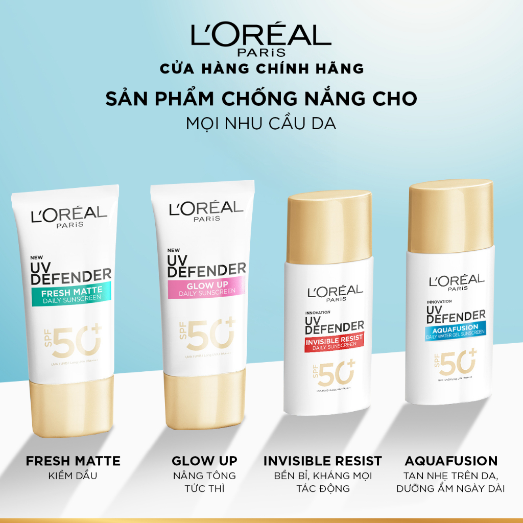 [CHỐNG NẮNG WATERGEL MỚI] Chống Nắng Phổ Rộng Thoáng Da, Kháng Mọi Tác Động UV Defender SPF 50+ PA++++ Loreal Paris 50ml | BigBuy360 - bigbuy360.vn