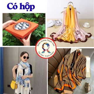  KÈM HỘP Khăn choàng cổ lụa dài 180x90 quàng cổ vai nữ công sở chống nắng- quà tặng cô giáo nhân viên đối tác nữ 