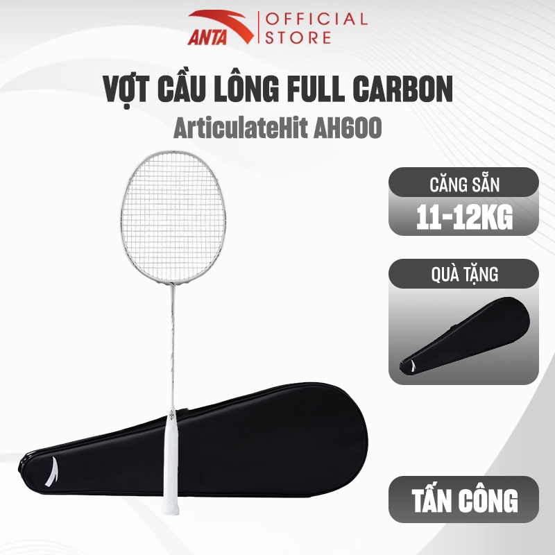 ANTA Vợt Cầu Lông Khung Carbon Tấn Công ArticulateHit AH600 Badminton Vợt 4U/G5 Kèm Túi, Căng Dây Sẵ