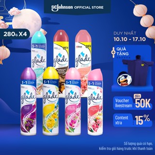 GLADE Combo 4 Xịt Thơm Phòng 280mlx4 Khử Mùi Lưu Hương Tự Nhiên