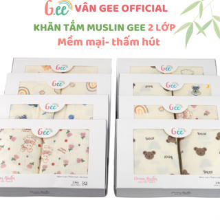 Set 2 khăn tắm Muslin 2 lớp 100% cotton organic mềm mại, thấm hút, an toàn cho làn da bé, kích thước 1m*1m