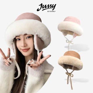 Mũ Len Viền Lông JML09 Jussy Official Kèm Dây Quai Che Tai Giữ Ấm Mùa Đông Cho Nữ Phong Cách Hàn Quốc