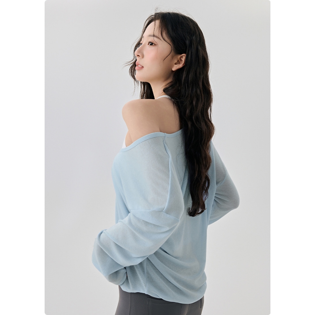 Áo thể thao nữ tay dài, dáng rộng, cổ tròn, chất liệu dệt kim từ sợi tổng hợp 85% Polyester + 15% Viscose AD-COCO | BigBuy360 - bigbuy360.vn
