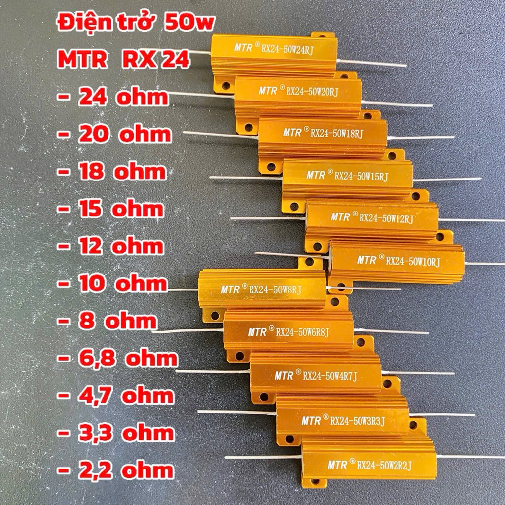 Điện trở 50W 2.2 ohm # have 50w 8 ohm # 50w 12 ohm # 50w 15om # 50w 24ohm # điện trở nhôm # điện trở
