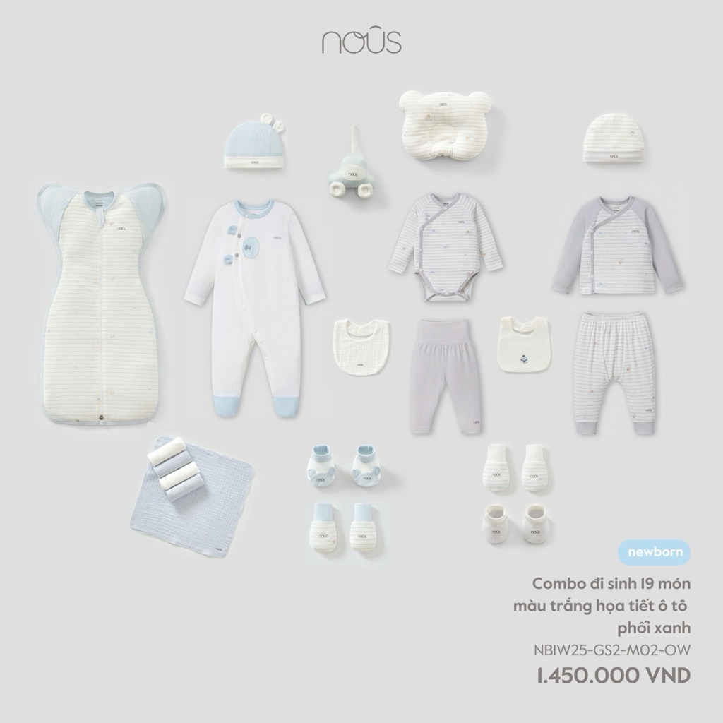[ Nous ] Set quà sơ sinh cho bé đóng hộp nhiều màu sắc đáng yêu