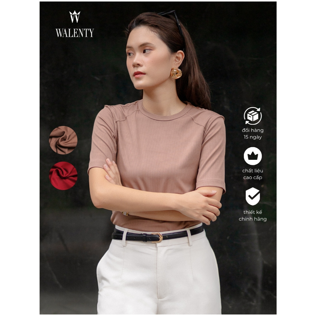 Walenty Empower Ribbed Tee - Áo thun ngắn tay may bấu ly form ôm thoải mái mặc đi làm/ đi chơi