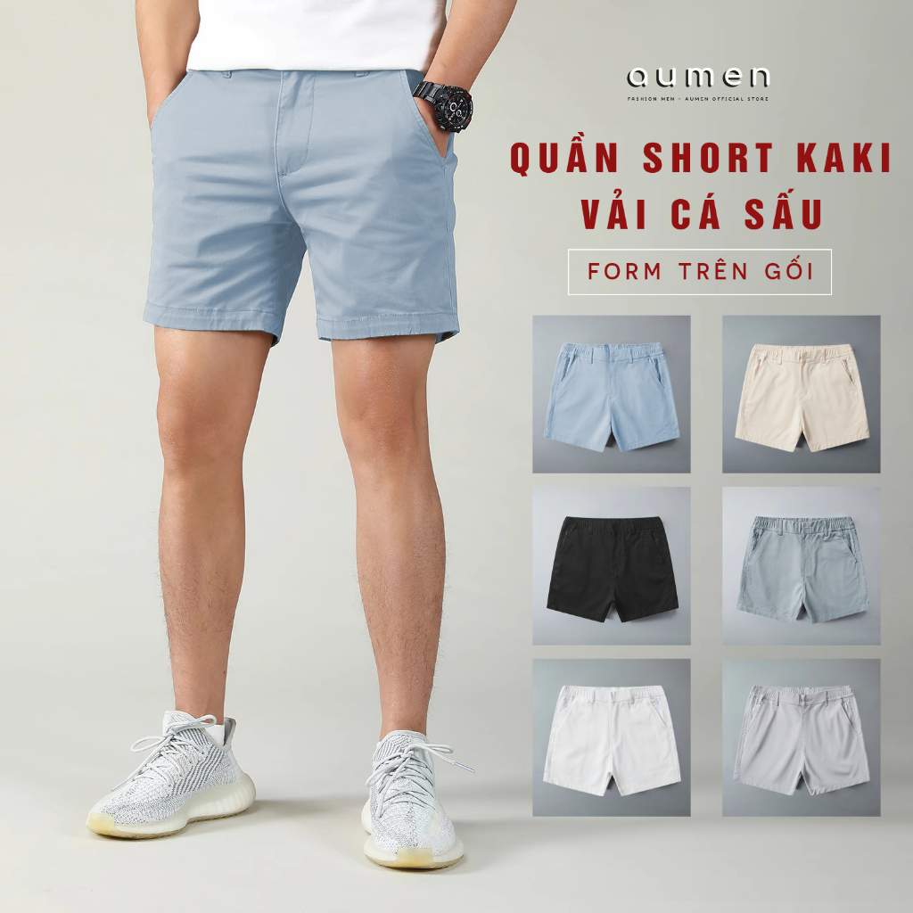 Quần Short Nam Kaki Cá Sấu Cao Cấp, Form Trên Gối Trẻ Trung, Có Túi Khóa Kéo Form Gọn Gàng Trẻ Trung