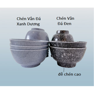 COMBO 10 Bát Ăn Cơm Đen, Chén Ăn Cơm Màu Đen Melamine, Chén Ăn Cơm Vân Đá Đen