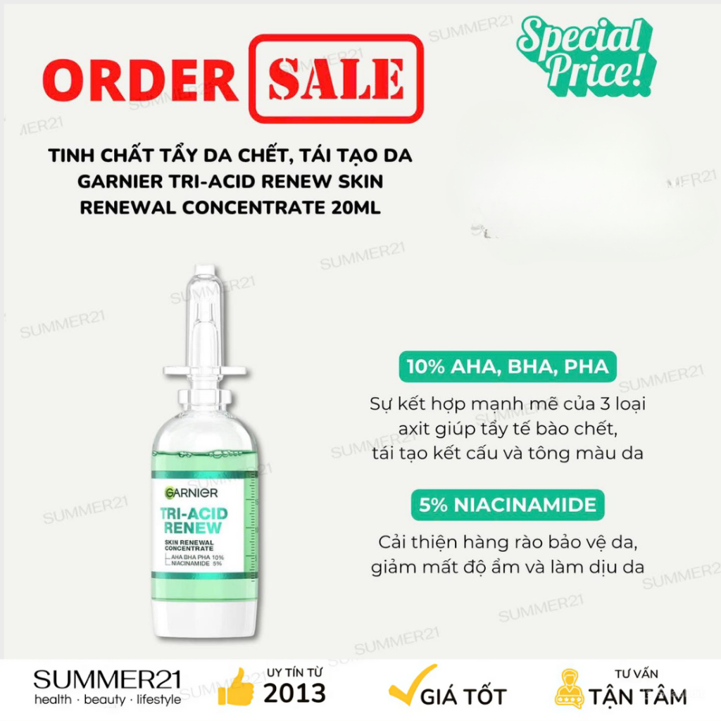 [TRẢ ORDER DƯ] Tẩy da chết tái tạo da GARNIER TRI-ACID RENEW SKIN RENEWAL CONCENTRATE 20ML