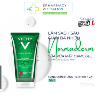 Sữa Rửa Mặt VICHY Normaderm Phytosolution Intensive Dạng Gel Làm Sạch Sâu, Giảm Nhờn 50ml