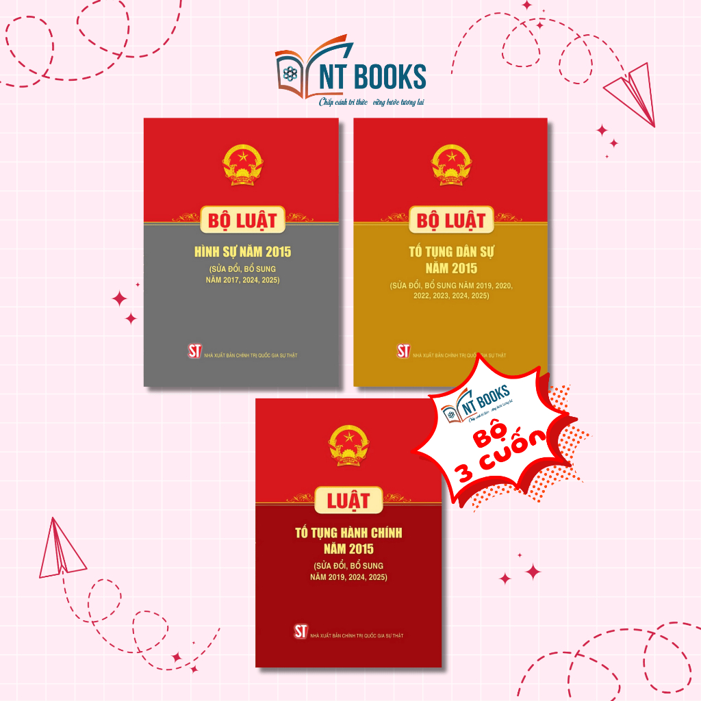 Sách - Bộ 3 Cuốn Bộ Luật Hình Sự, Bộ Luật Tố Tụng Dân Sự, Luật Tố Tụng Hành Chính Sửa Đổi, Bổ Sung N