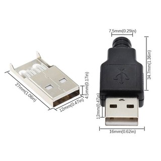 Đầu Jack Cổng USB A Đực 4P + Vỏ