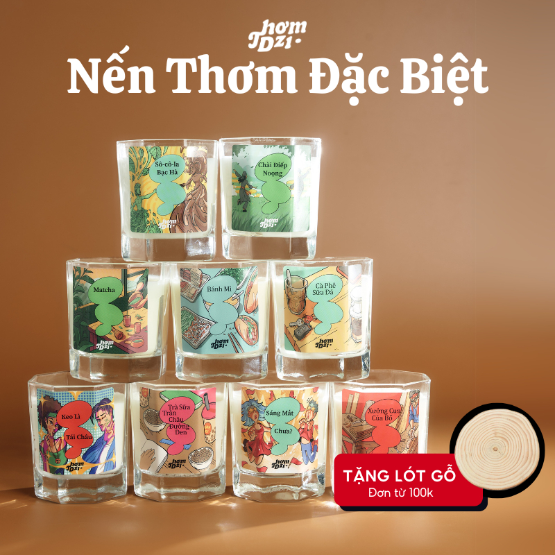 Nến Thơm Decor Phòng THƠM DZI Nến Thơm Quà Tặng Sinh Nhật Nến Thơm Mùi Cà Phê, Gỗ, Trà Sữa và Bánh Mì