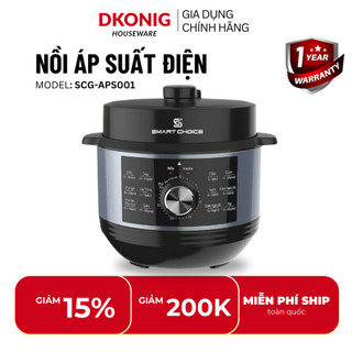 Nồi áp suất điện SMARTCHOICE SCG-APS001 dung tích 6L bảng điều khiển cơ 13 chế độ nấu - BH 18 tháng