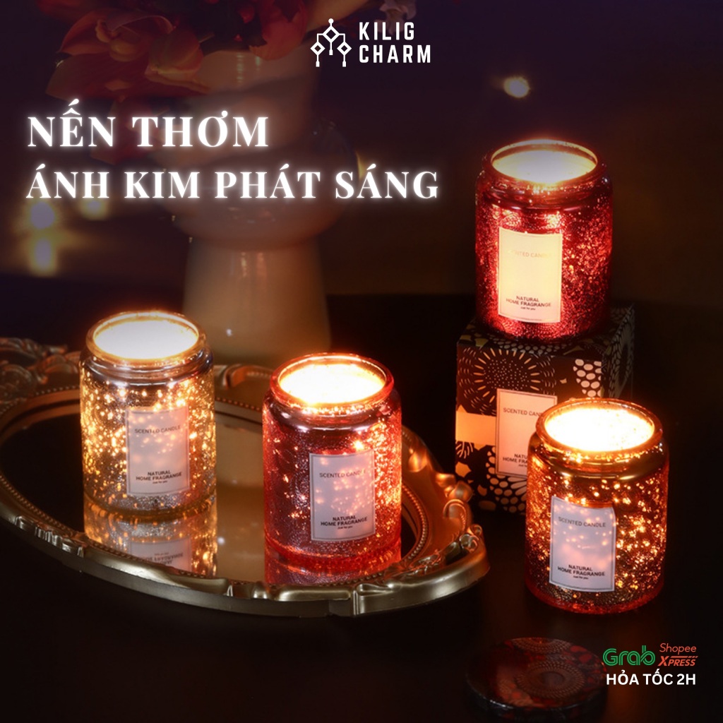 Nến thơm lọ tỏa sáng khi sử dụng, thiết kế sang trọng không khói an toàn sức khỏe KILIG CHARM - KS14