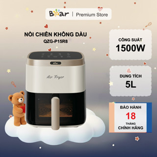 Nồi Chiên Không Dầu 5L Bear QZG-P15R8 (AF-4H15L) | Màn Hình Cảm Ứng - 1500W - Cửa Kính Trong Suốt - Bảo Hành 18 Tháng