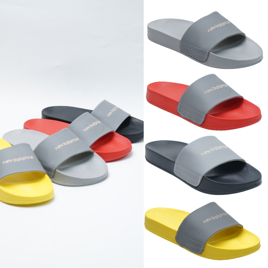 Dép quai ngang thêu chữ n.b nam nữ quai xám nhiều màu thể thao