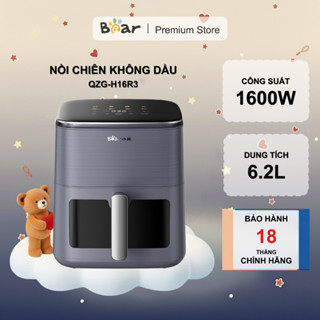 Nồi chiên không dầu 6,2L Bear QZG-H16R3 (AF-4H16K) | 1600W - Thiết kế 4D - 2 Tốc độ gió mềm & giòn - Bảo hành 18 tháng
