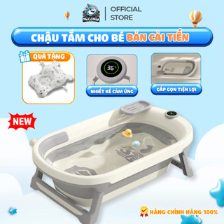  Chậu Tắm  Gấp Gọn Cho Bé Bồn Tắm Đa Năng Có Nhiệt Kế Kích Thước Lớn Kèm Phao Tắm Kệ Để Đồ Tiện Lợi 