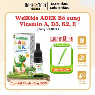 WelKids ADEK tinh khiết bổ sung vitamin A,E và D3 K2 MK7 tan trong dầu olive hữu cơ dung tích 10ml